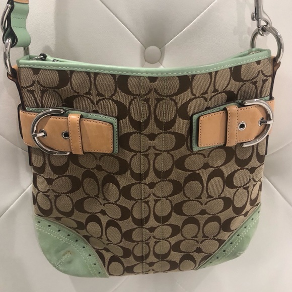 Coach Handbags - Coach handbag purse green mint monogram medium